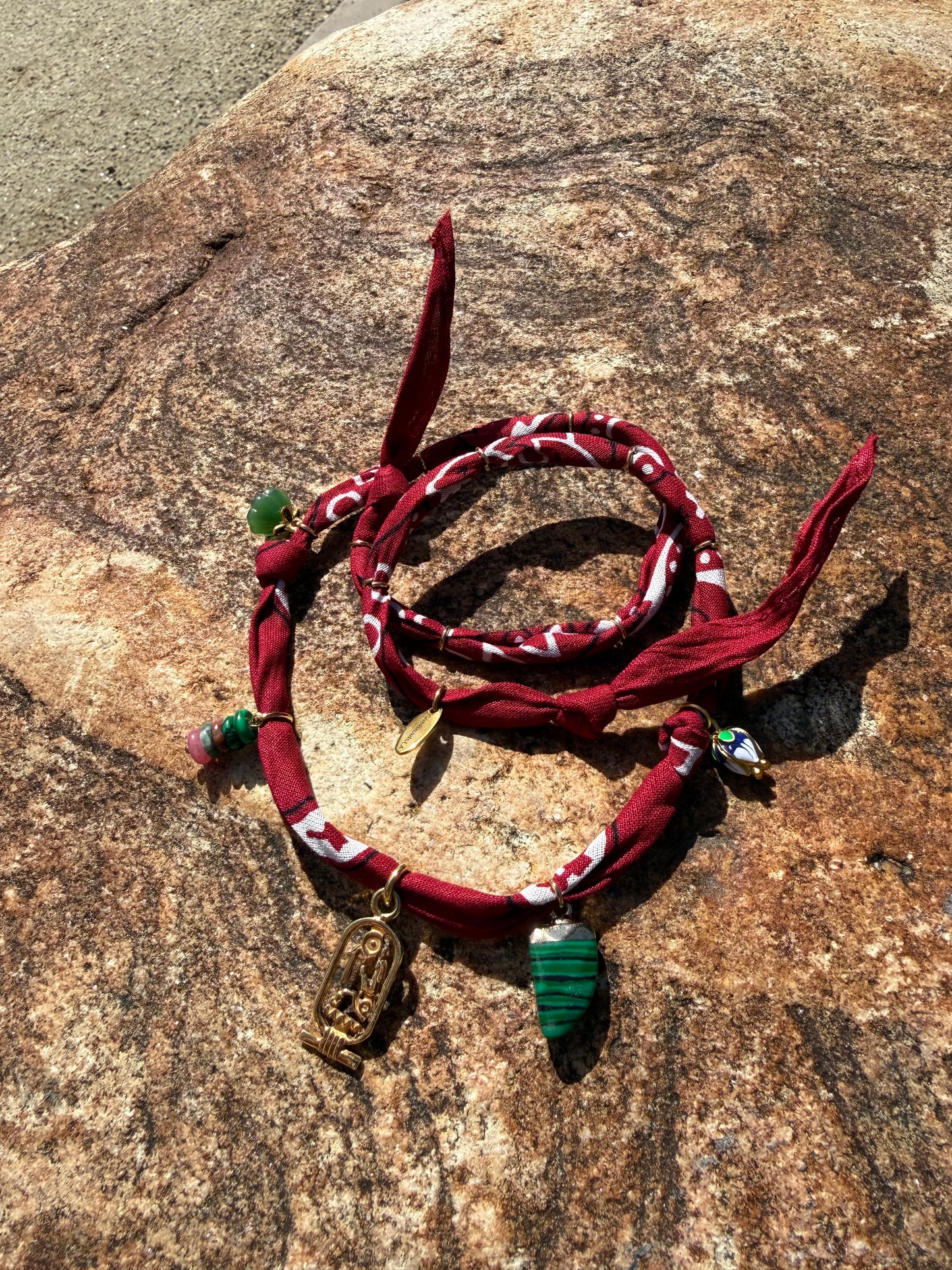 WINE CARTOUCHE // Bordeaux Red Handmade Bandana Necklace
