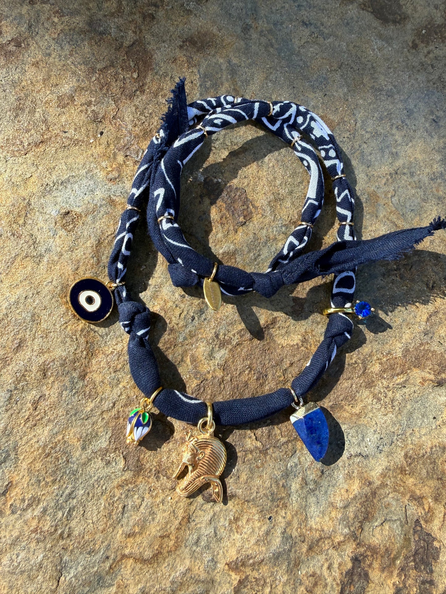 BLUE PHARAOH // Marine Blue Handmade Bandana Necklace