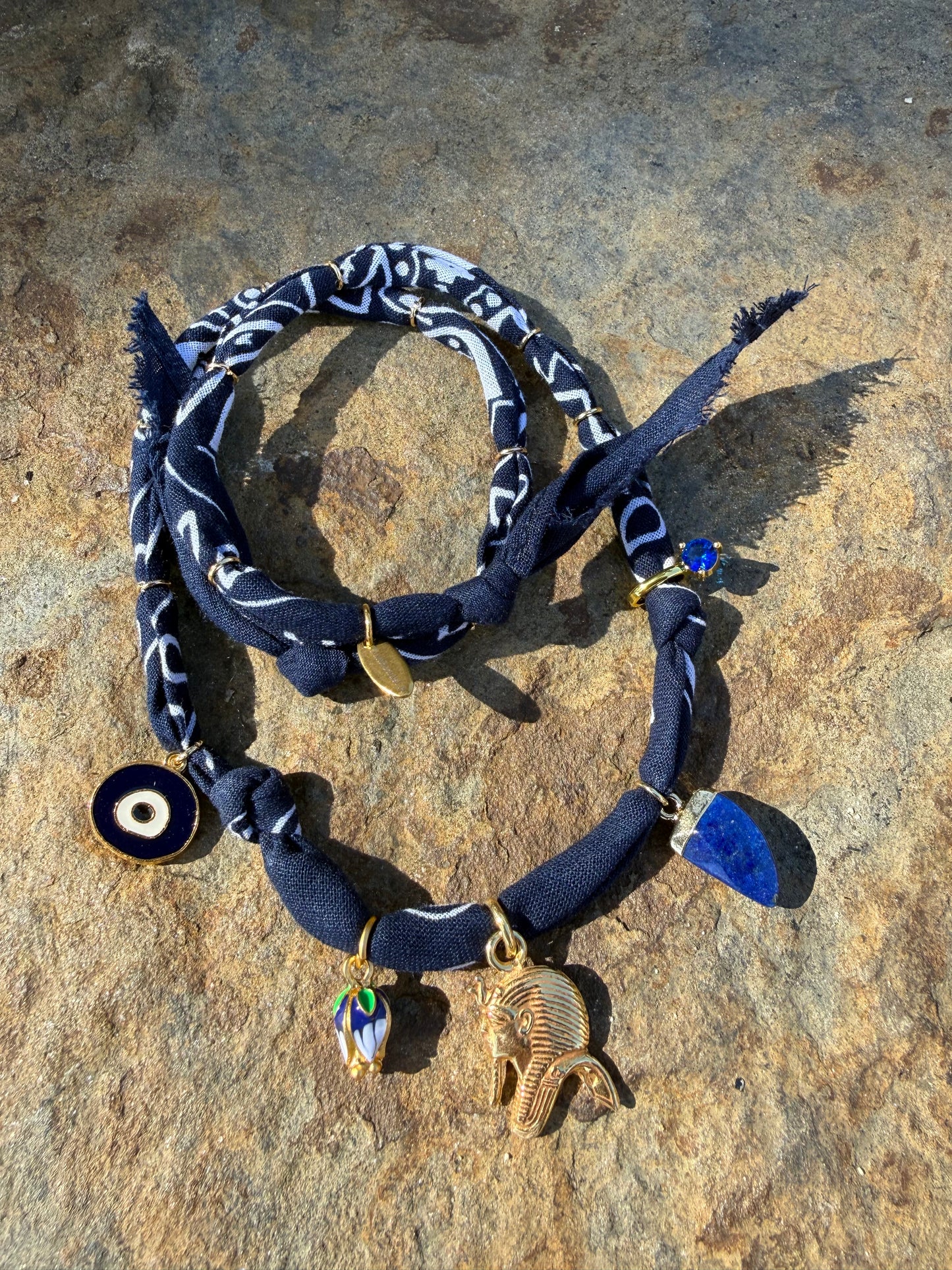 BLUE PHARAOH // Marine Blue Handmade Bandana Necklace