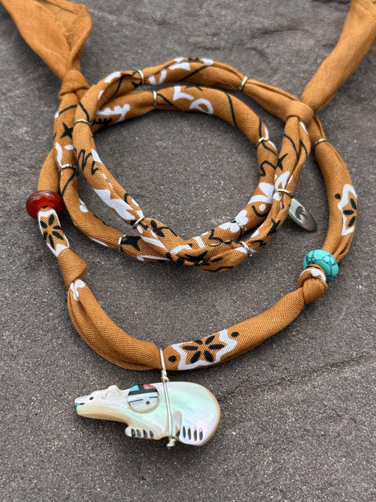 OURS EN NACRE  // Caramel Handmade Bandana Necklace