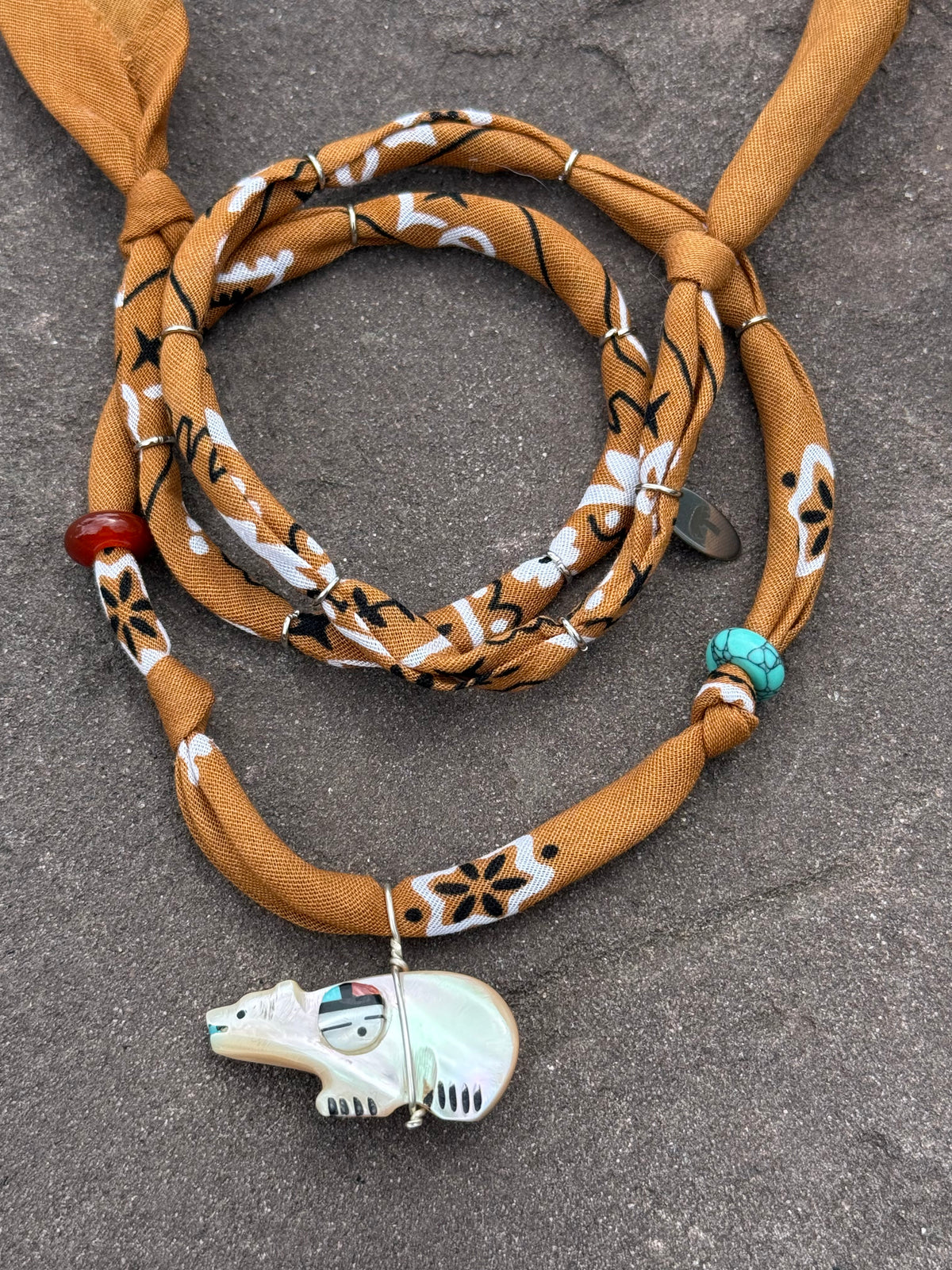 OURS EN NACRE  // Caramel Handmade Bandana Necklace
