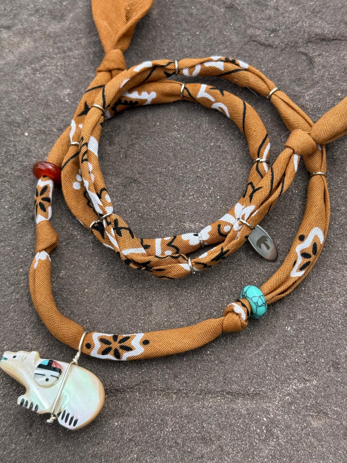 OURS EN NACRE  // Caramel Handmade Bandana Necklace