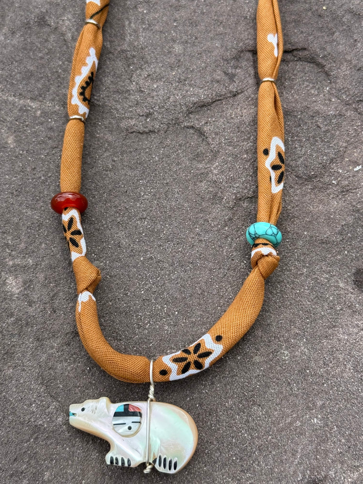 OURS EN NACRE  // Caramel Handmade Bandana Necklace