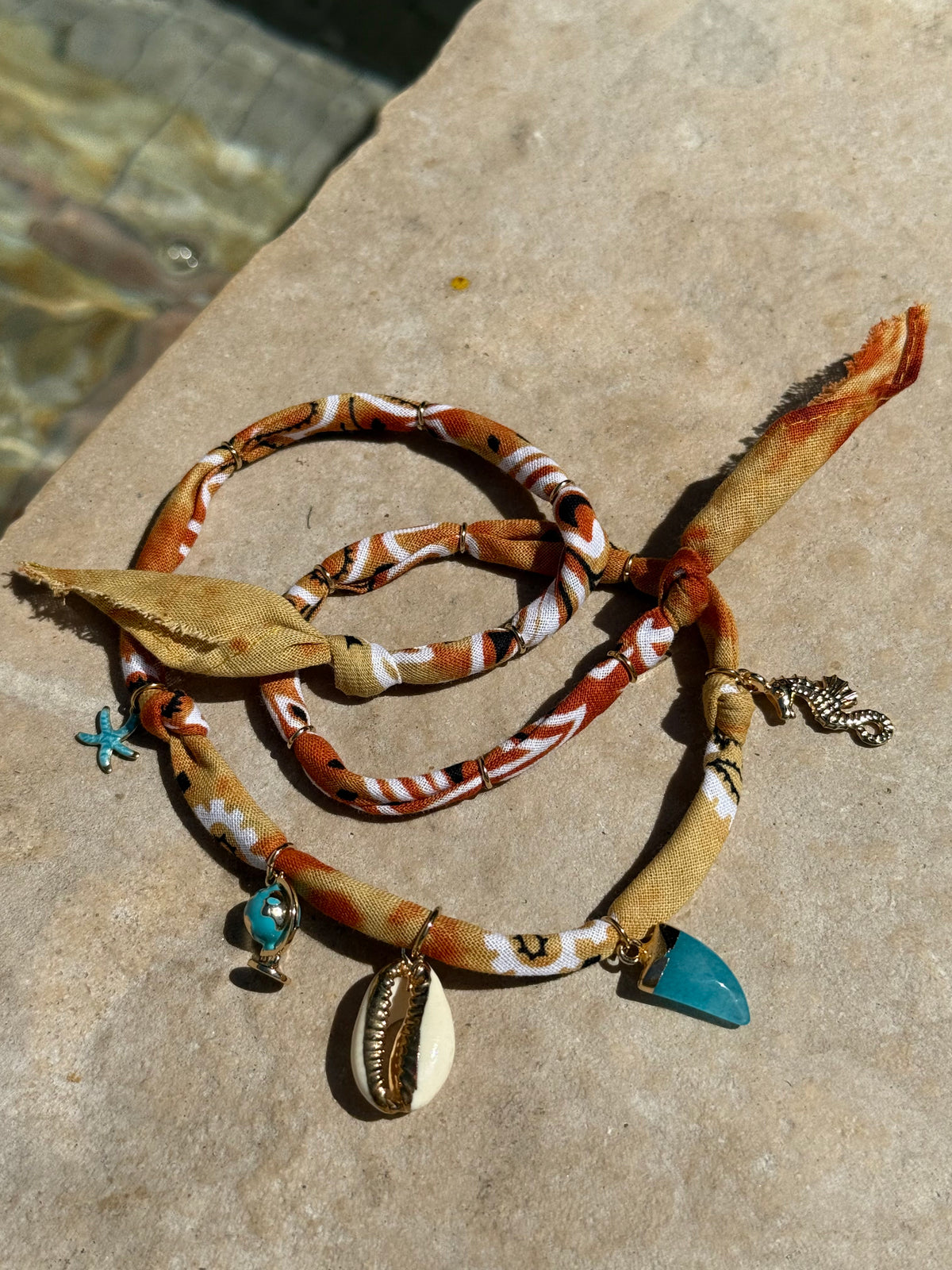 TOUR DU MONDE // Rust Tie Dye Handmade Bandana Necklace