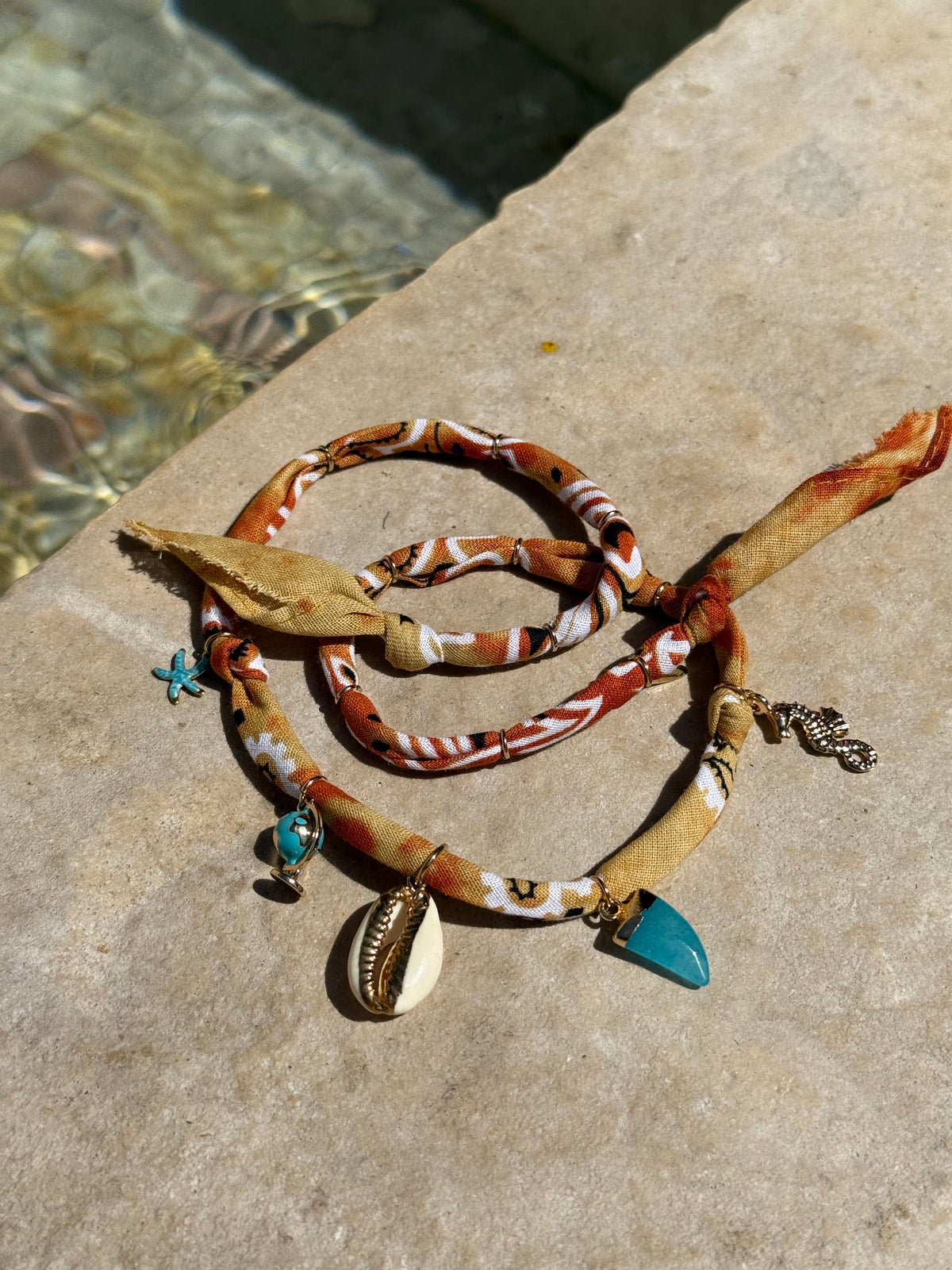 TOUR DU MONDE // Rust Tie Dye Handmade Bandana Necklace