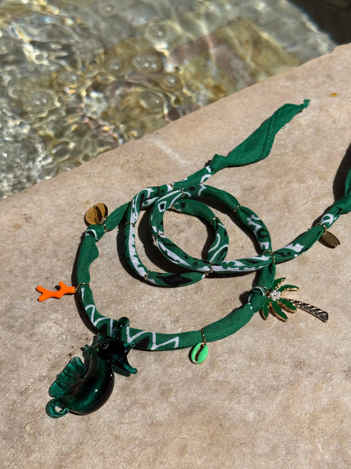 CHEVAL DE LA MER // Deep Green Handmade Bandana Necklace