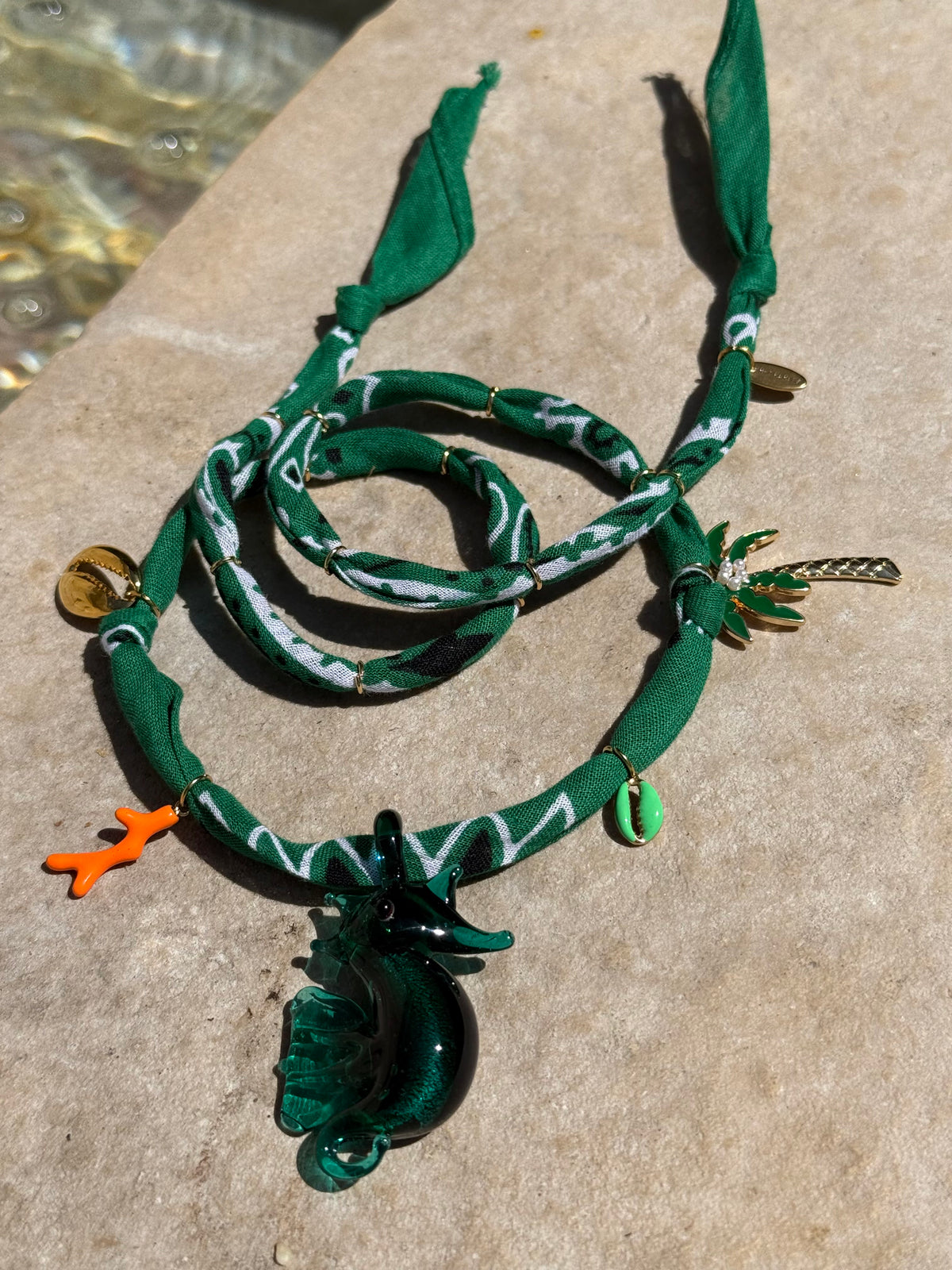 CHEVAL DE LA MER // Deep Green Handmade Bandana Necklace