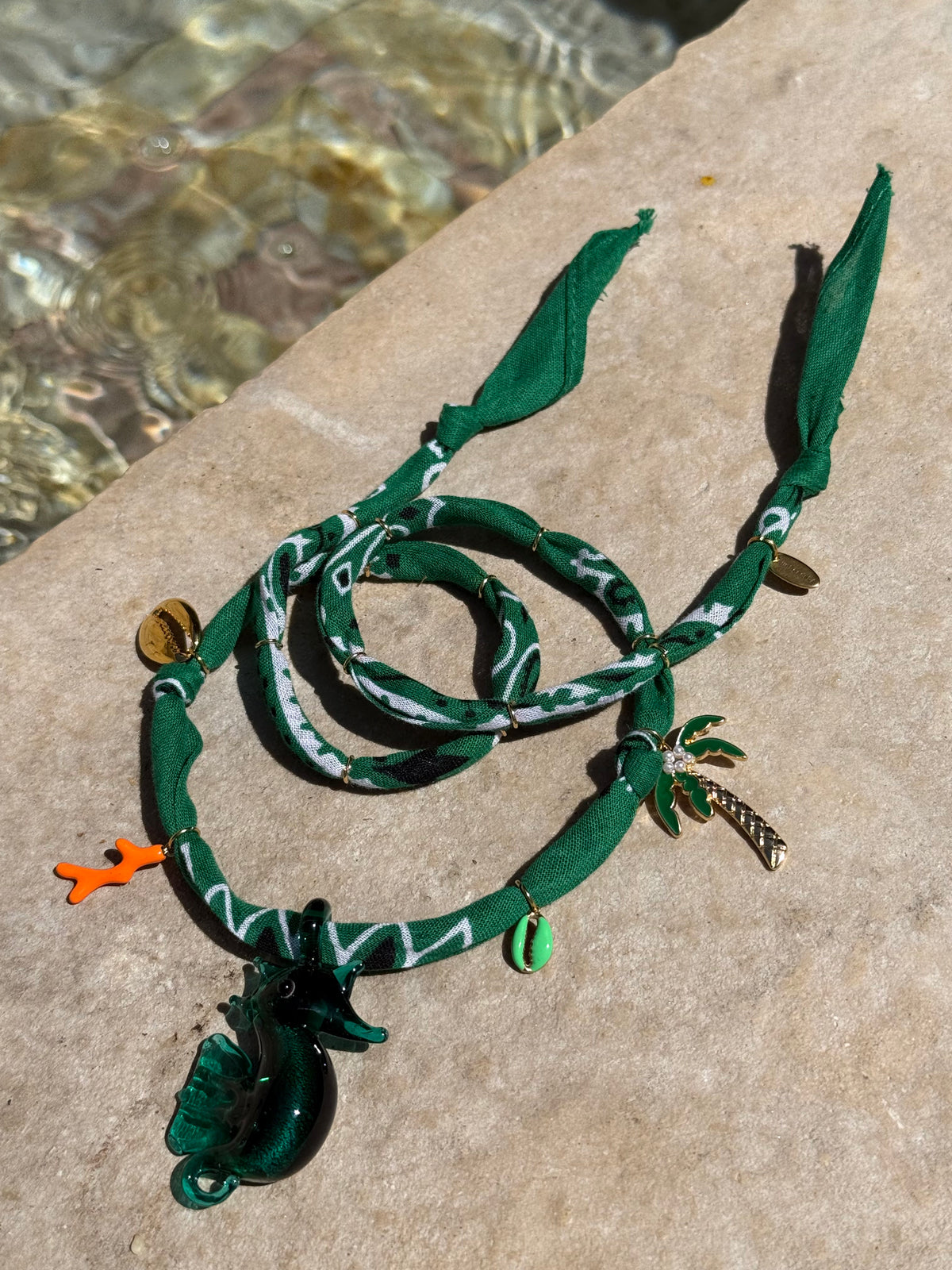 CHEVAL DE LA MER // Deep Green Handmade Bandana Necklace