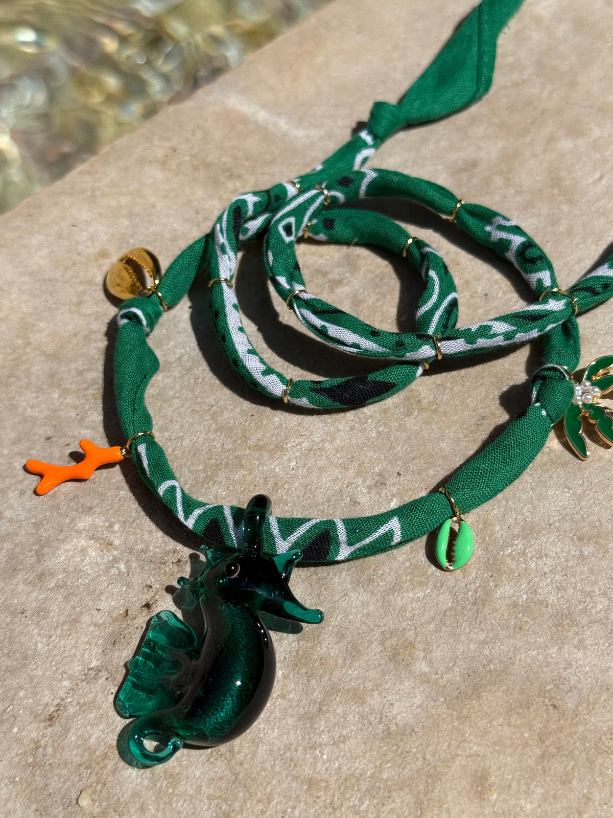 CHEVAL DE LA MER // Deep Green Handmade Bandana Necklace