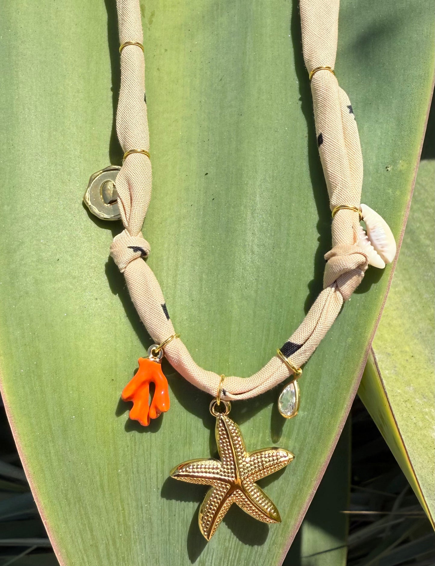 GOLD STAR // Tan Handmade Bandana Necklace