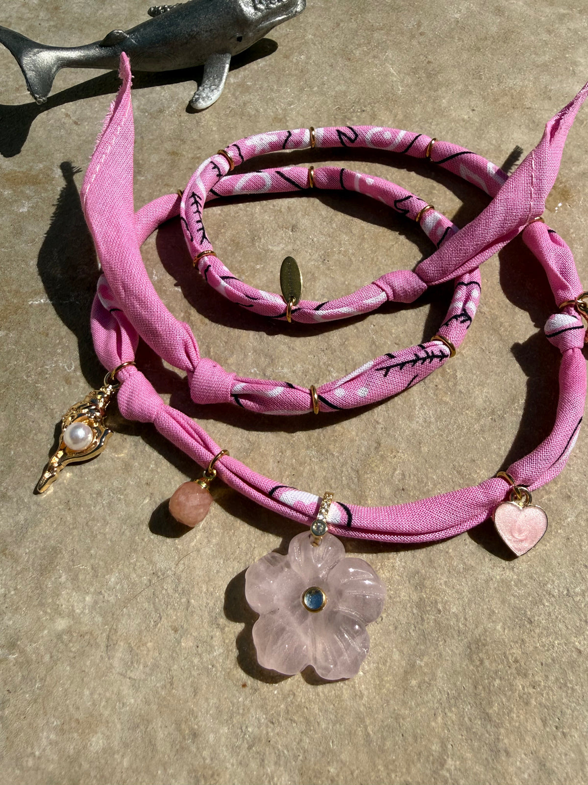 CHERRY BLOSSOM // Pink Handmade Bandana Necklace