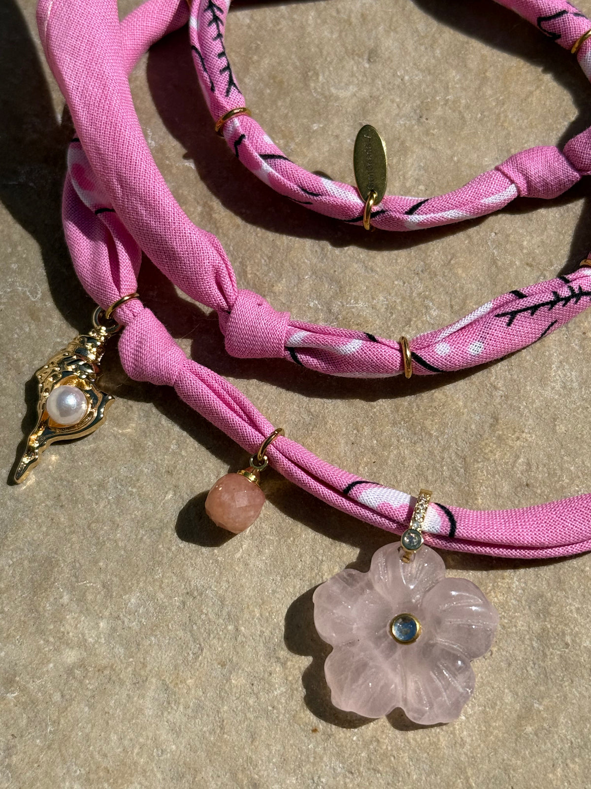 CHERRY BLOSSOM // Pink Handmade Bandana Necklace