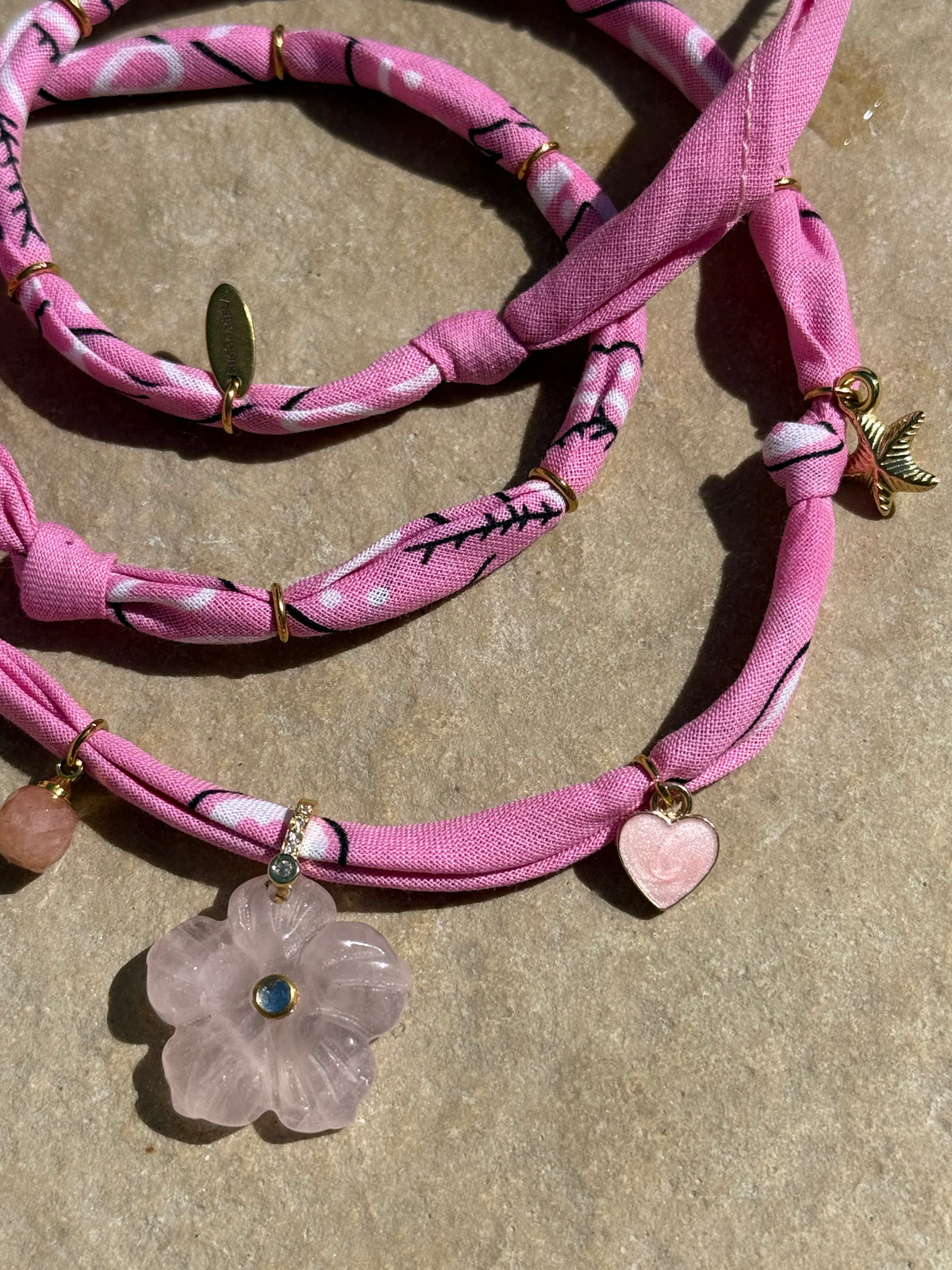 CHERRY BLOSSOM // Pink Handmade Bandana Necklace