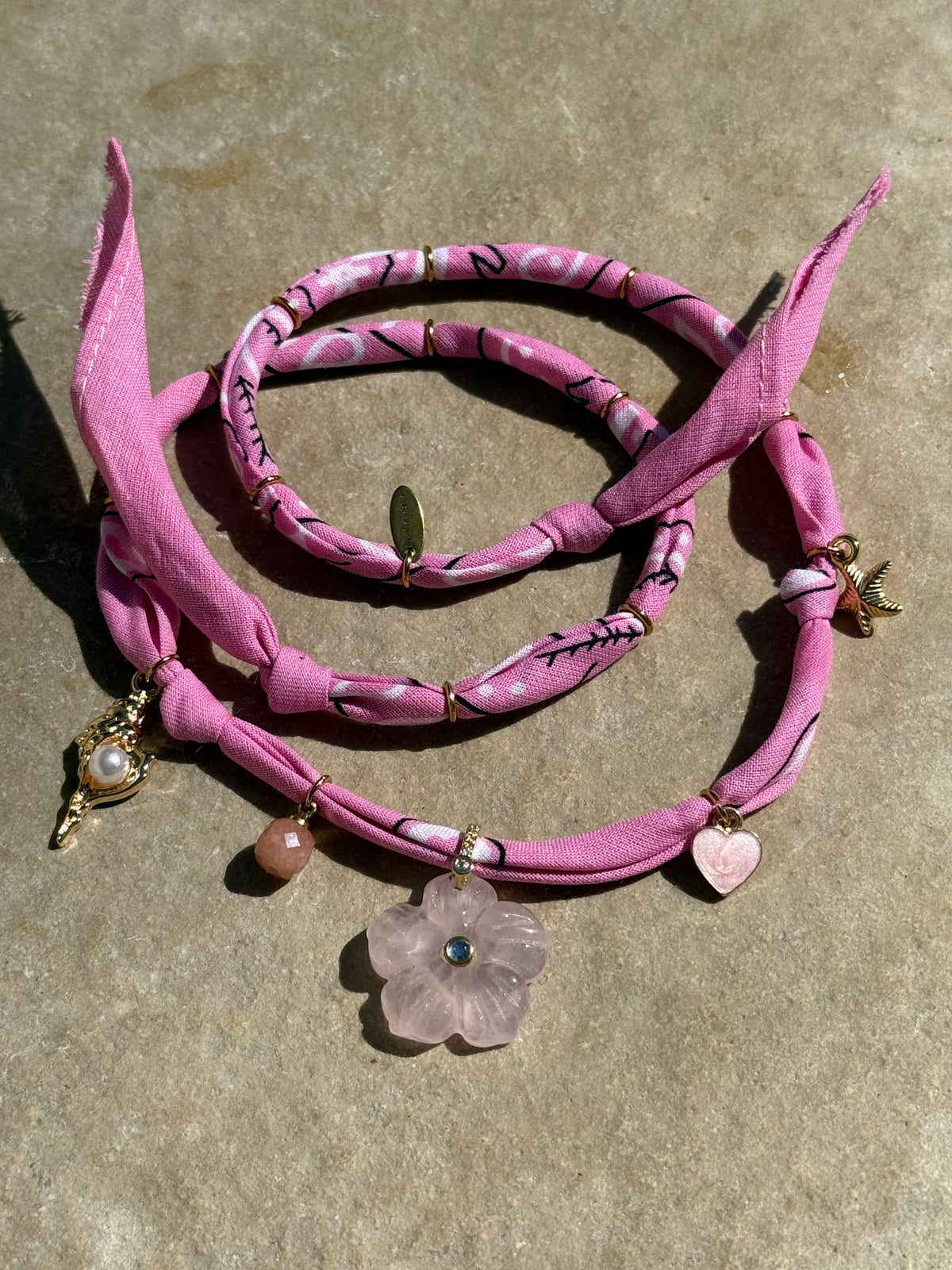 CHERRY BLOSSOM // Pink Handmade Bandana Necklace