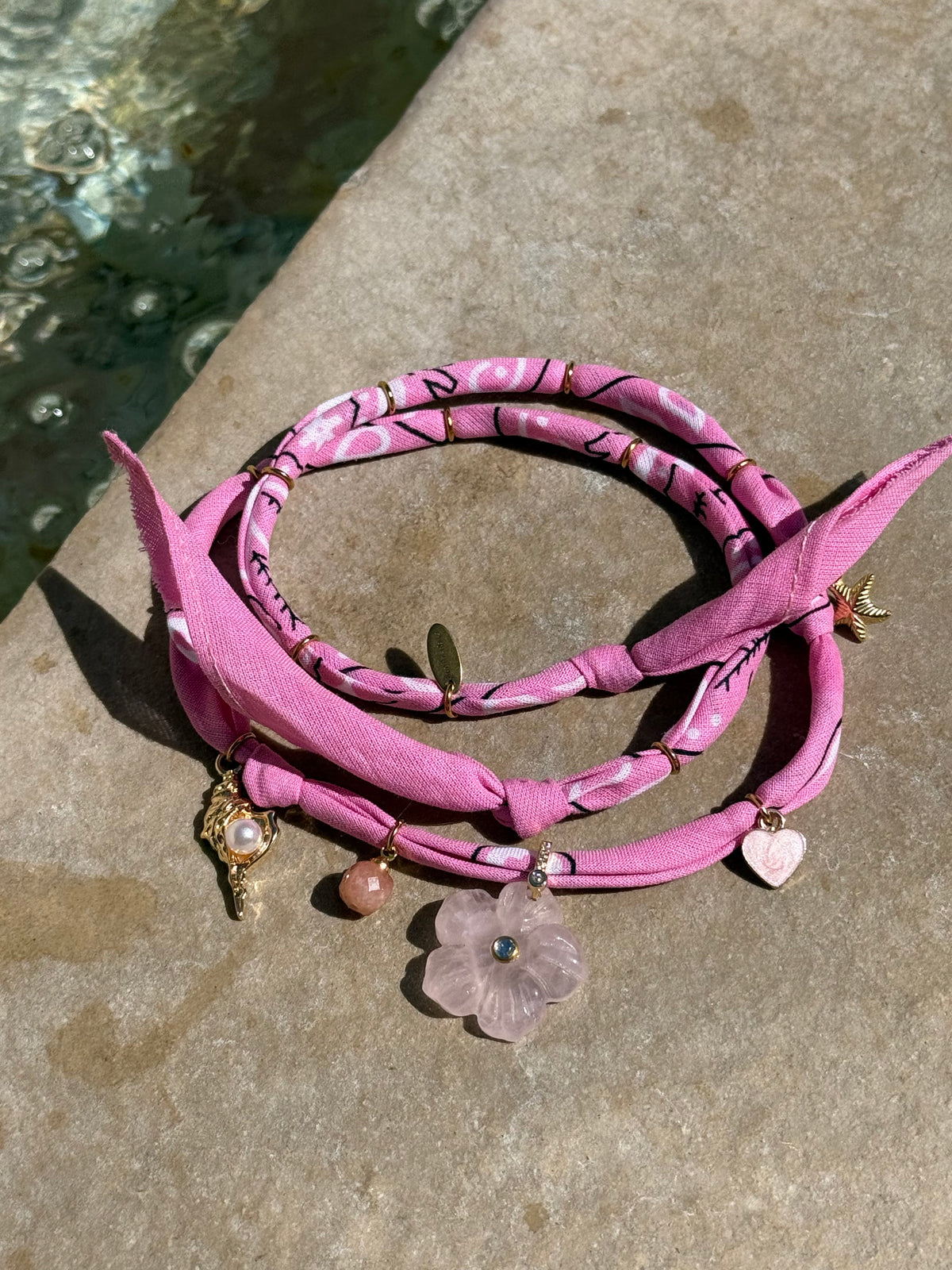 CHERRY BLOSSOM // Pink Handmade Bandana Necklace