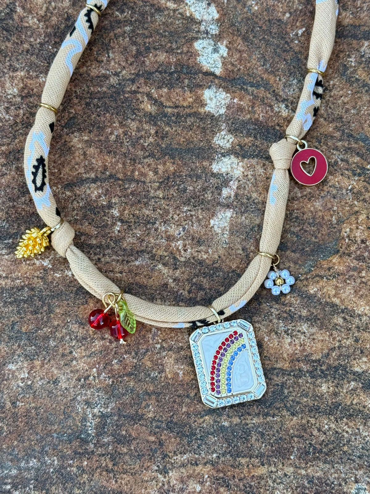 RAINBOW // Sand Color Handmade Bandana Necklace