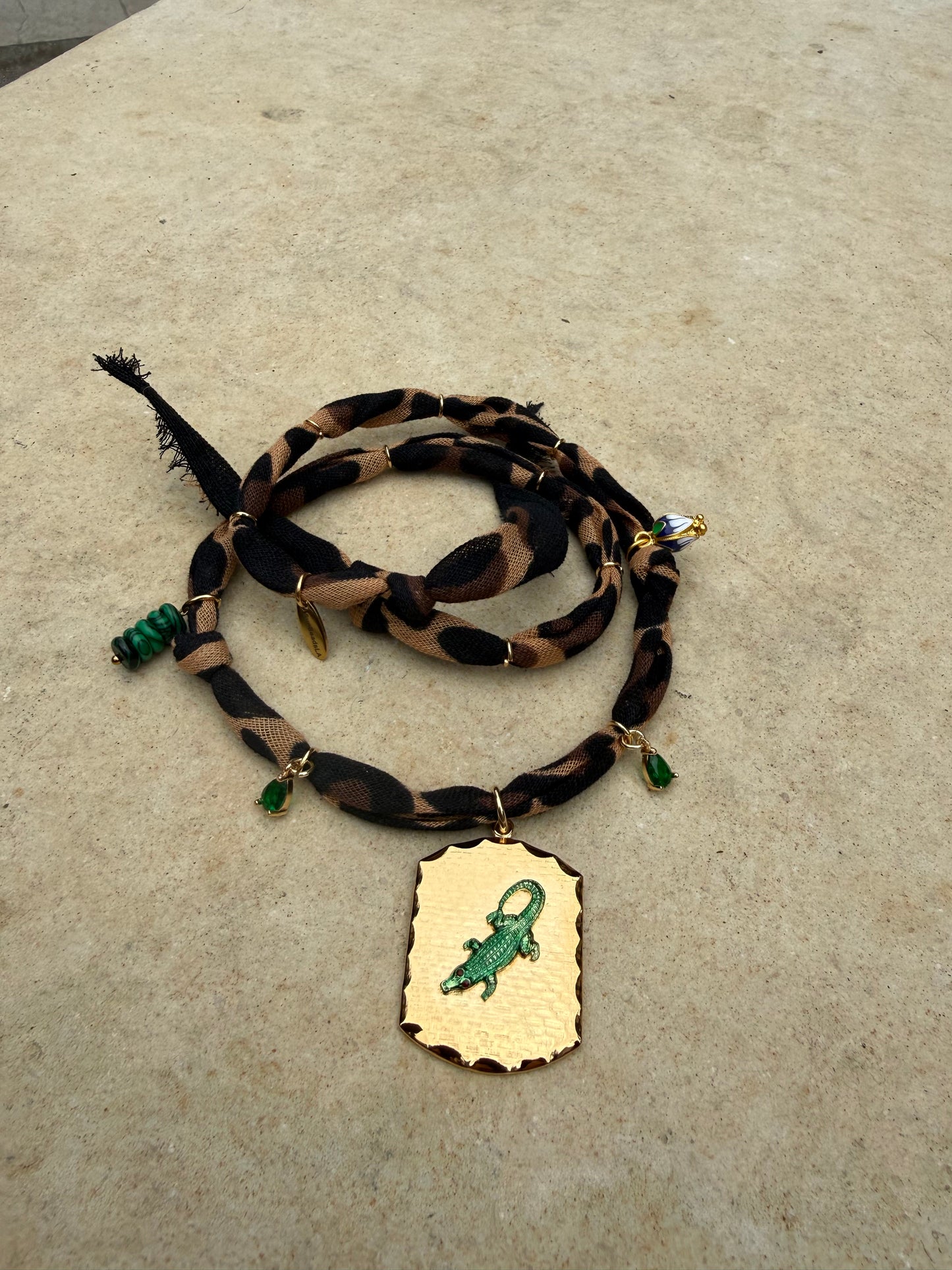 SOBEK // Cheetah Print Handmade Bandana Necklace
