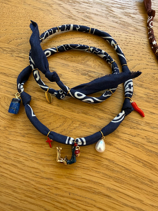 SIMONE BILES // Marine Blue Handmade Bandana Necklace