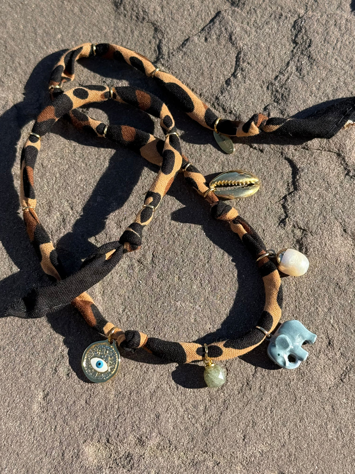 ELEPHANT // Cheetah Print Handmade Bandana Necklace