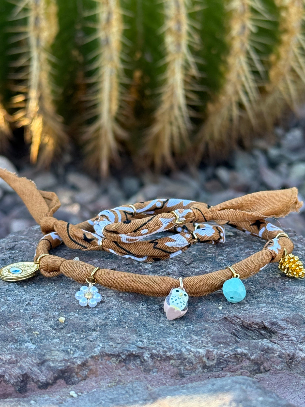 BABY OWL // Caramel Handmade Bandana Necklace