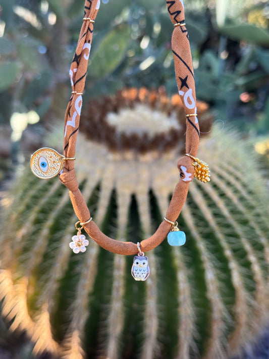 BABY OWL // Caramel Handmade Bandana Necklace
