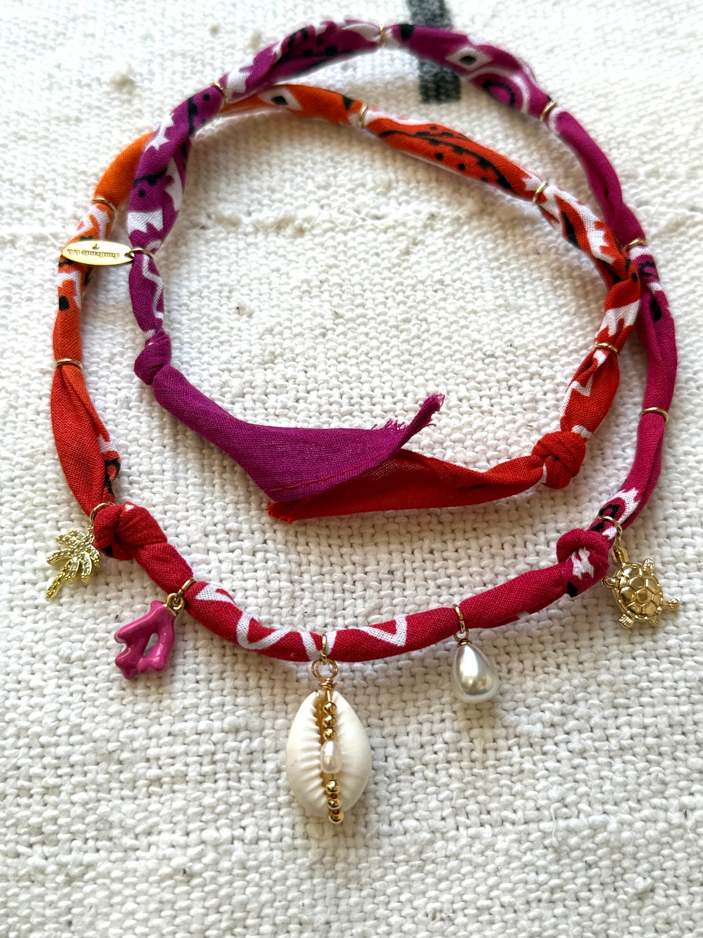 COUP DE SOLEIL // Gradient Orange Pink Handmade Bandana Necklace