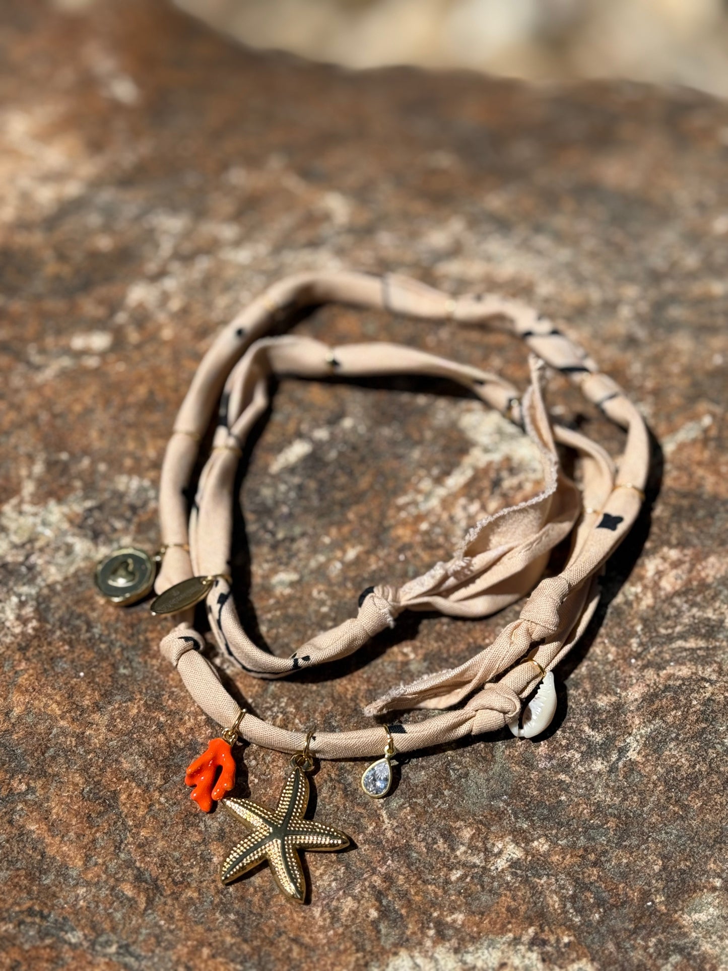 GOLD STAR // Tan Handmade Bandana Necklace