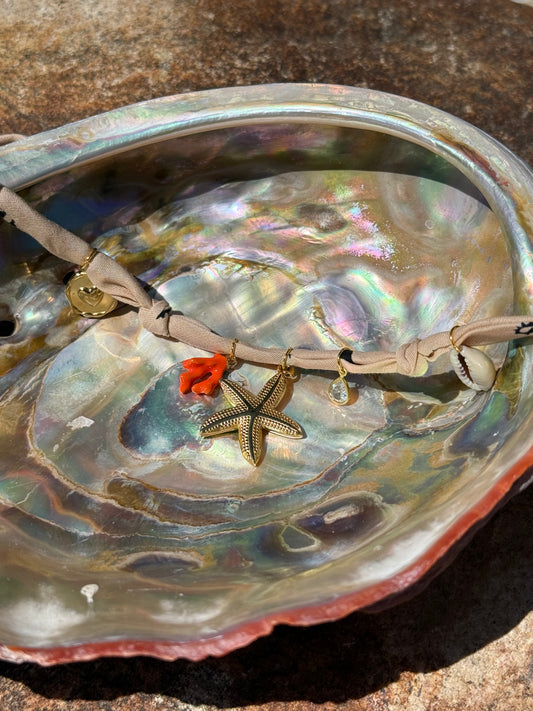 GOLD STAR // Tan Handmade Bandana Necklace