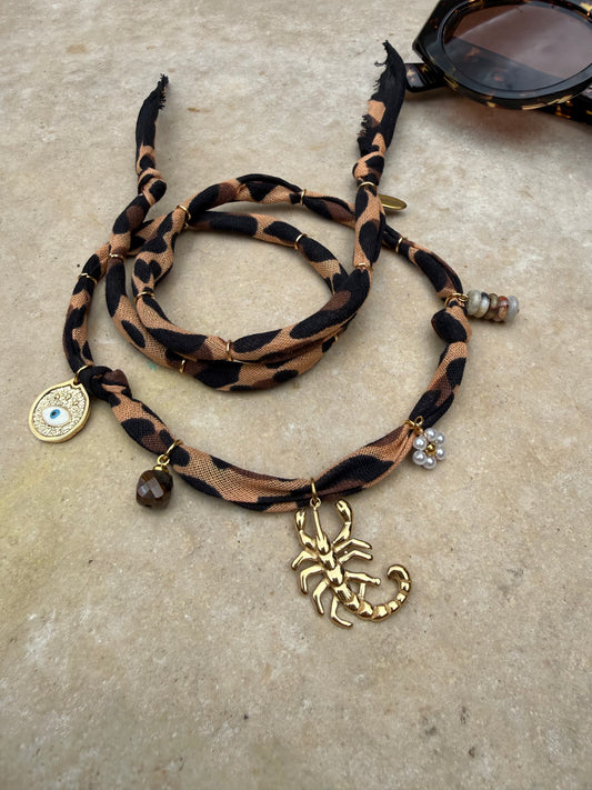SCORPIO // Cheetah Print Handmade Bandana Necklace