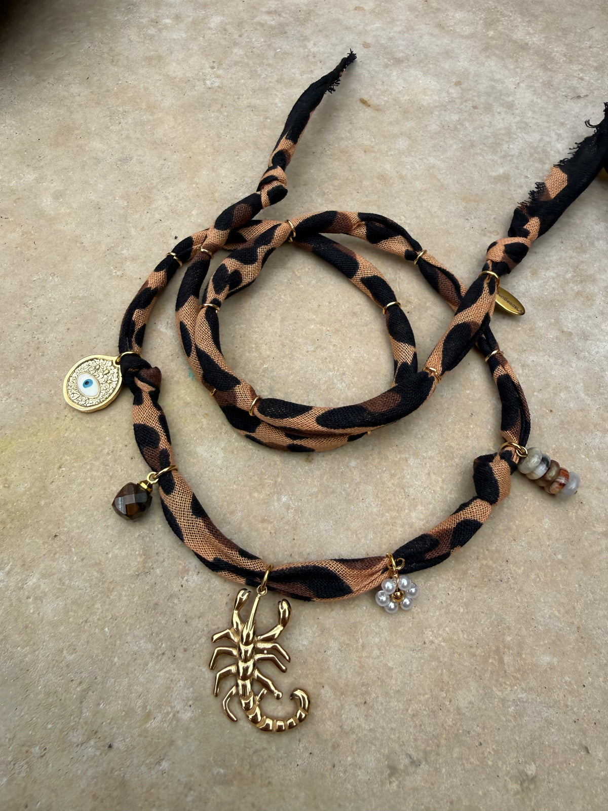SCORPIO // Cheetah Print Handmade Bandana Necklace