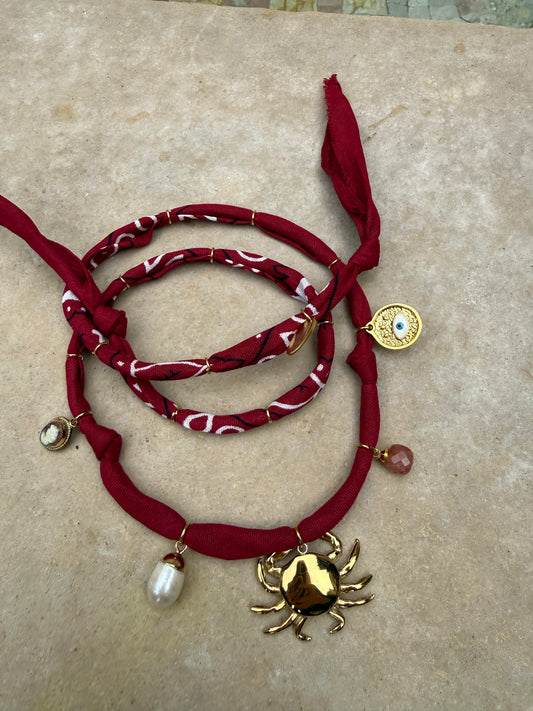 CANCER  // Red Vine Handmade Bandana Necklace