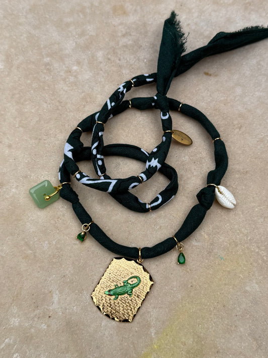 SOBEK // Dark Green Handmade Bandana Necklace