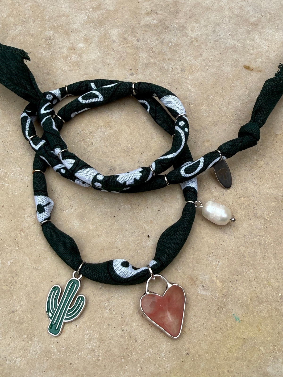 AZ HEART 3 // Dark Green Handmade Bandana Necklace