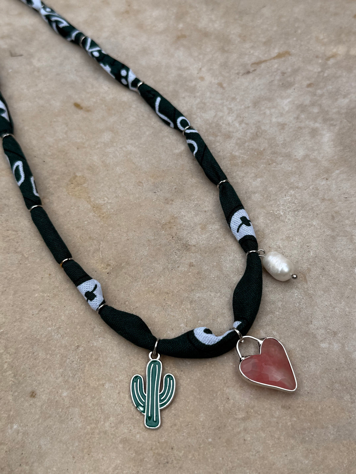 AZ HEART 3 // Dark Green Handmade Bandana Necklace