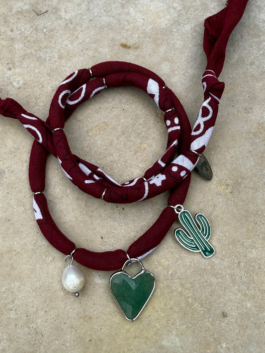 AZ HEART 1 // Red Vine Handmade Bandana Necklace