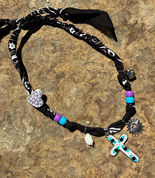 PURPLE FAITH //  Black Handmade Bandana Necklace