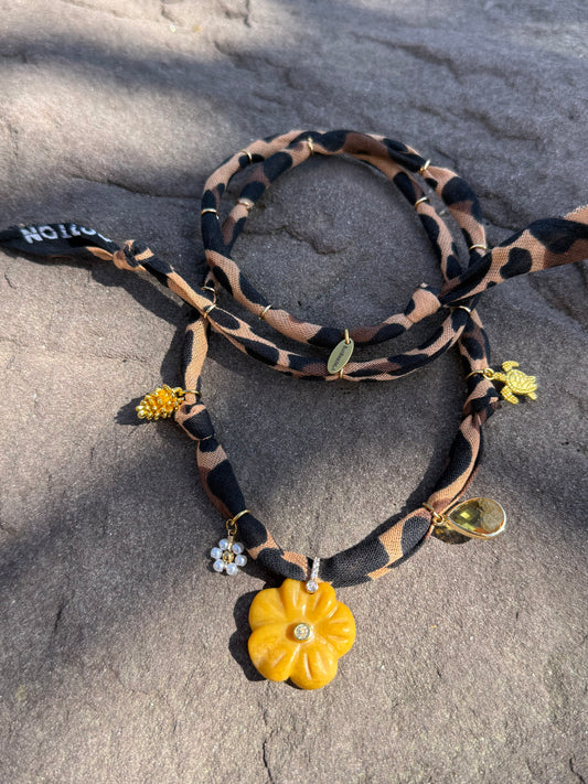 WERTHER FLOWER // Cheetah Print Handmade Bandana Necklace
