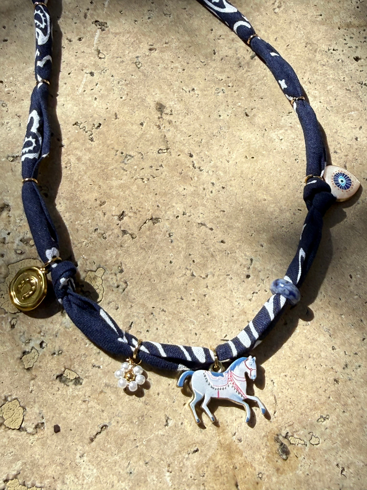 CHEVAL BLEU // Marine Blue Handmade Bandana Necklace