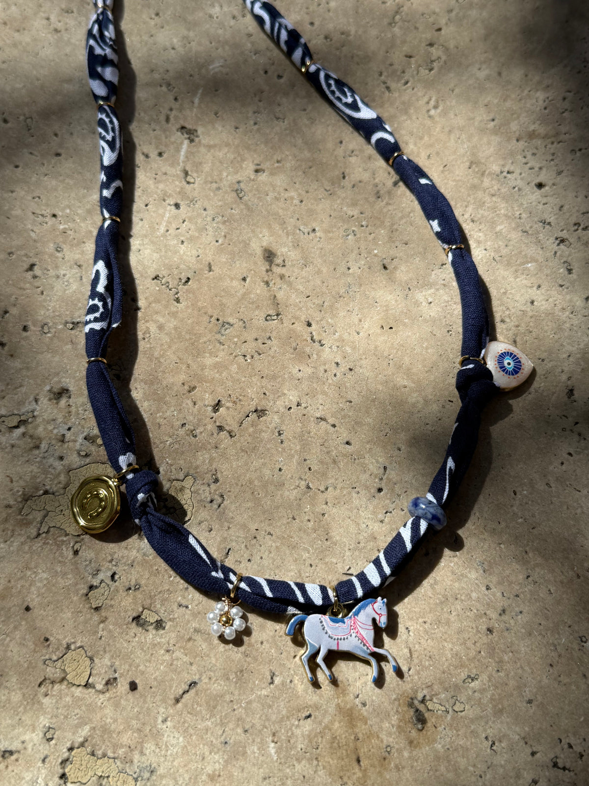 CHEVAL BLEU // Marine Blue Handmade Bandana Necklace