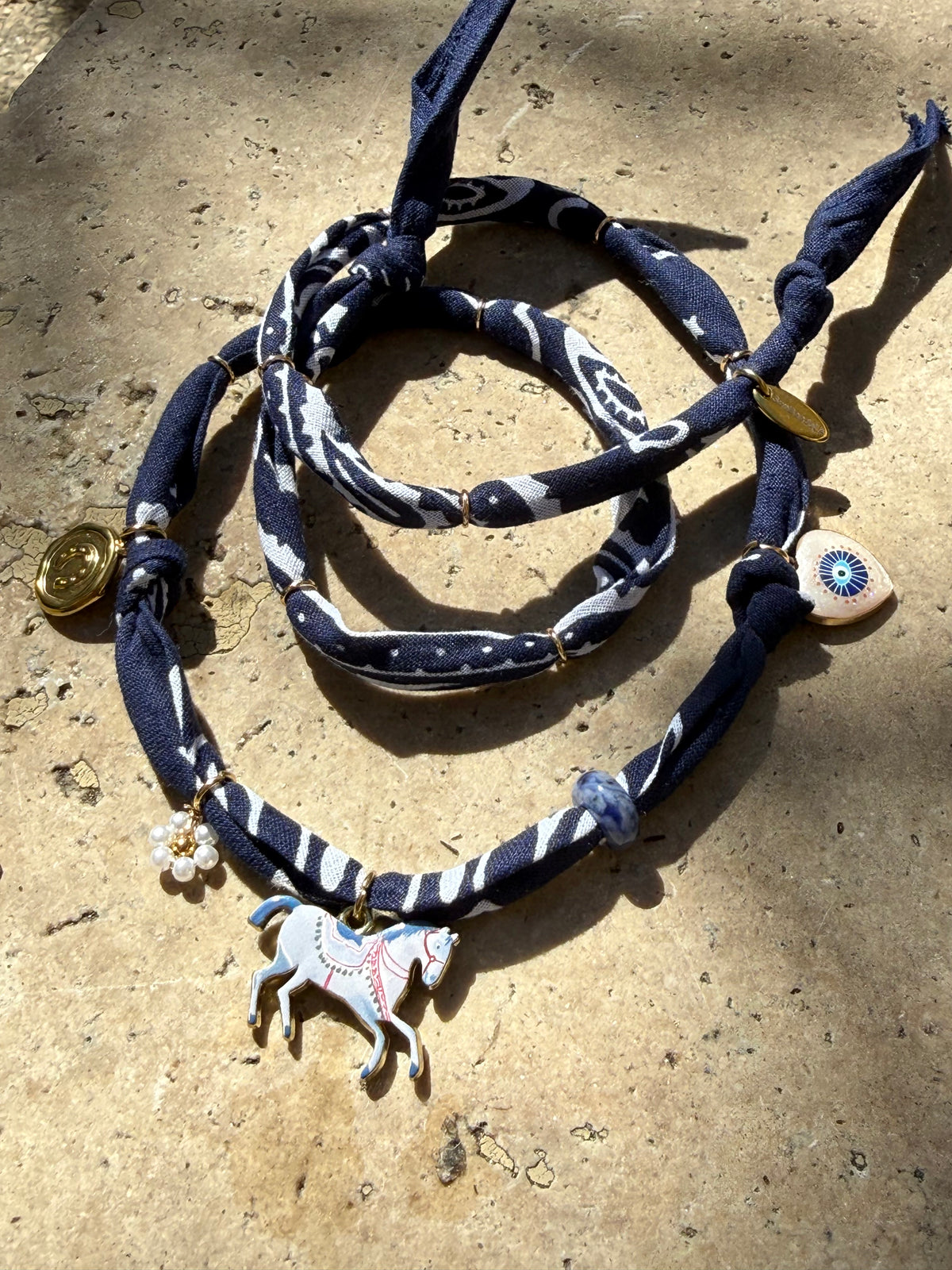 CHEVAL BLEU // Marine Blue Handmade Bandana Necklace