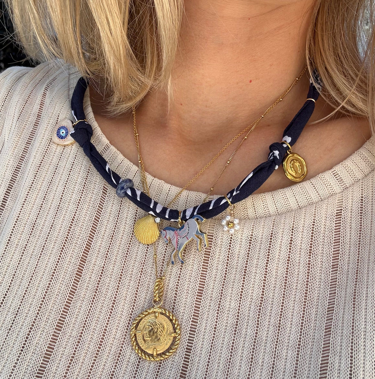 CHEVAL BLEU // Marine Blue Handmade Bandana Necklace