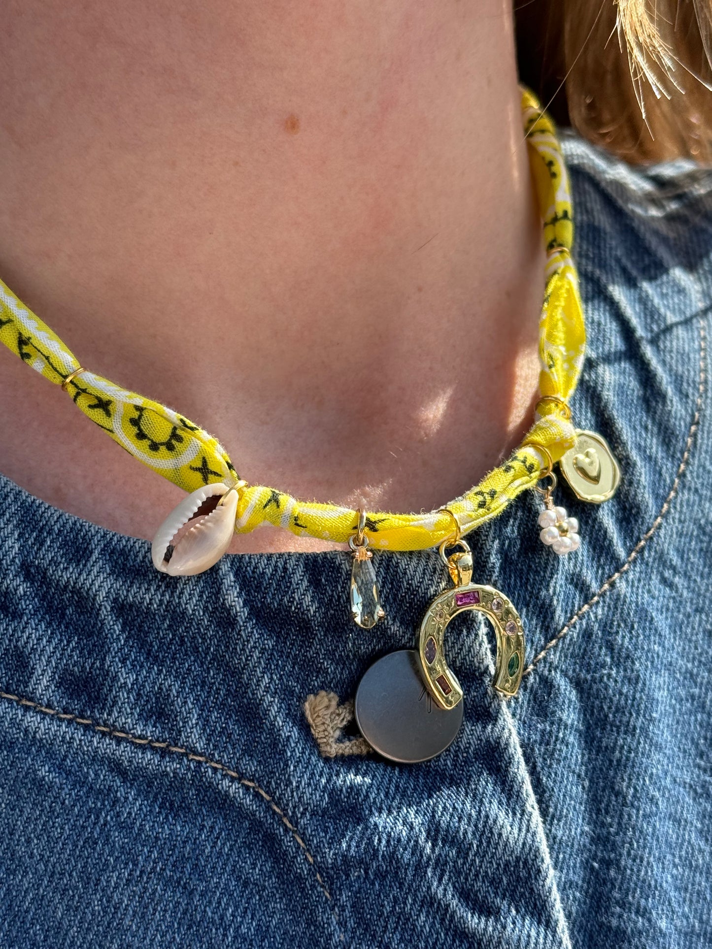 LUCKY CHARM // Yellow Handmade Bandana Necklace