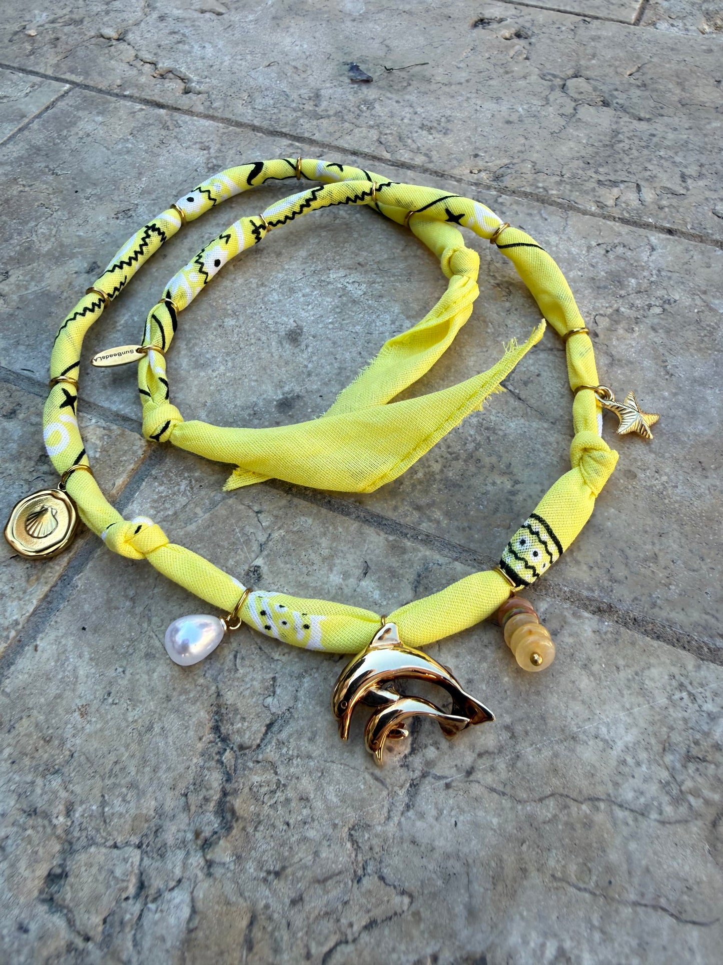 DAUPHINS D'OR // Yellow Handmade Bandana Necklace