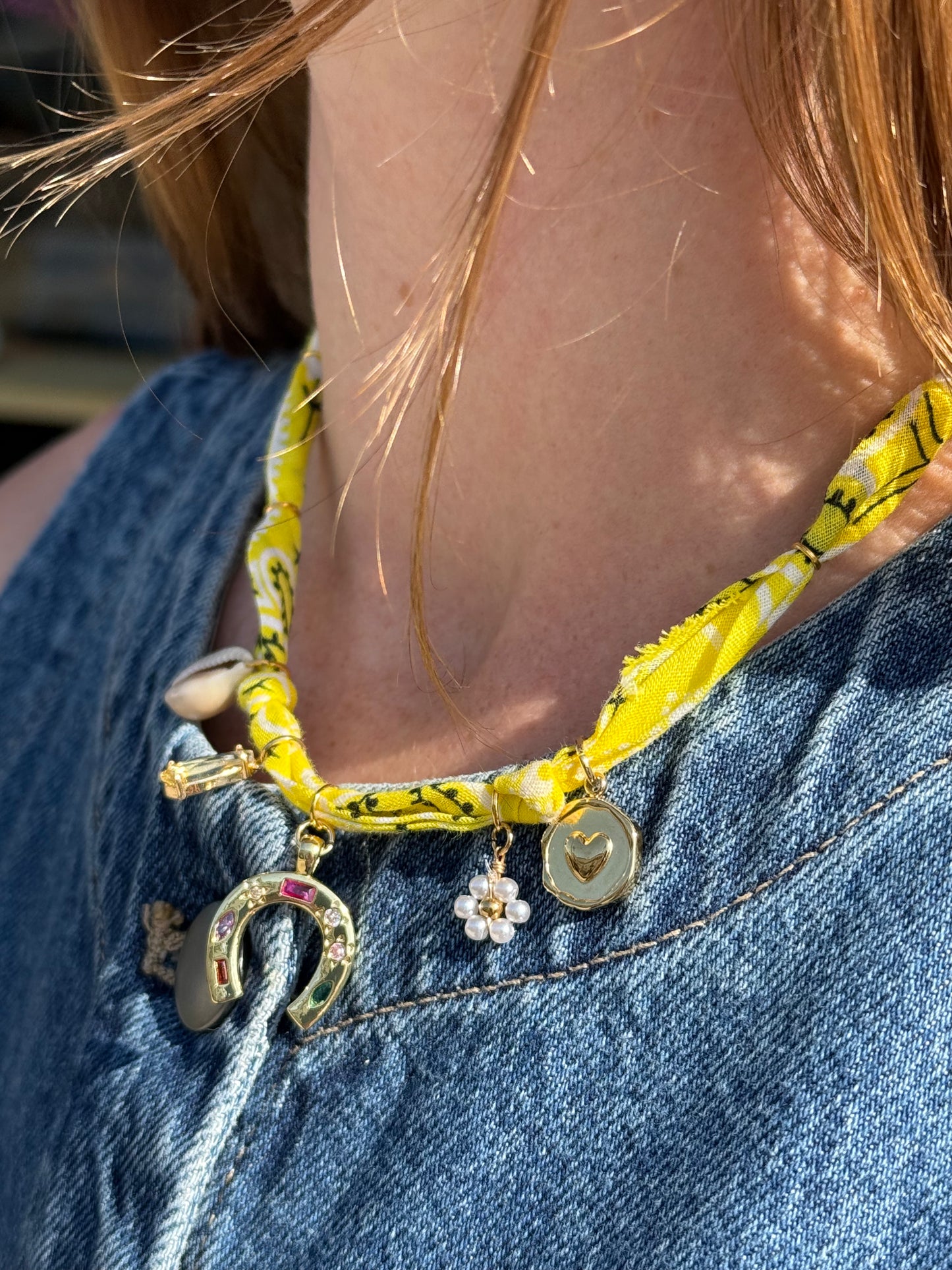 LUCKY CHARM // Yellow Handmade Bandana Necklace