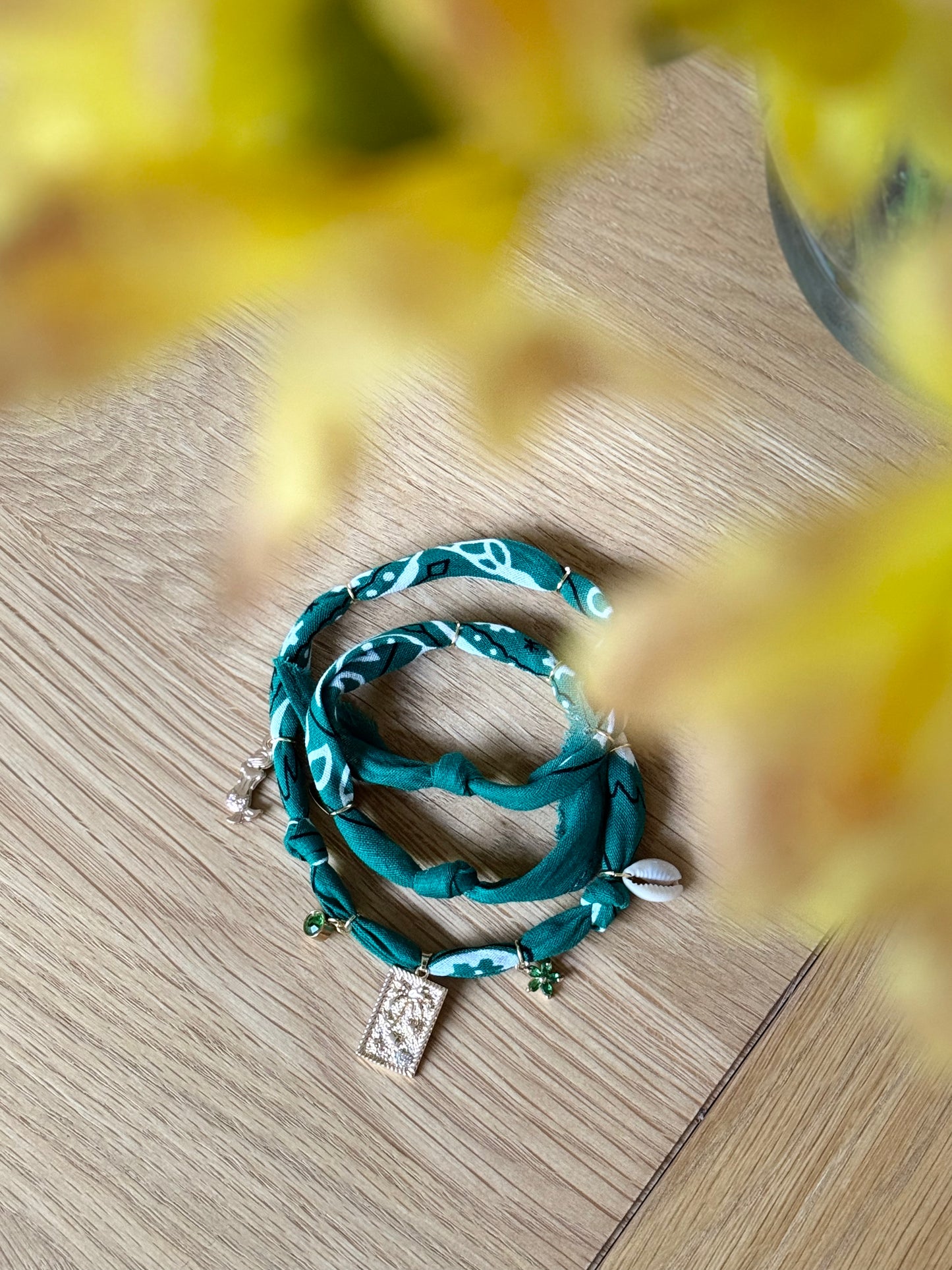 PALM TREE SCENE // Forest Green Handmade Bandana Necklace