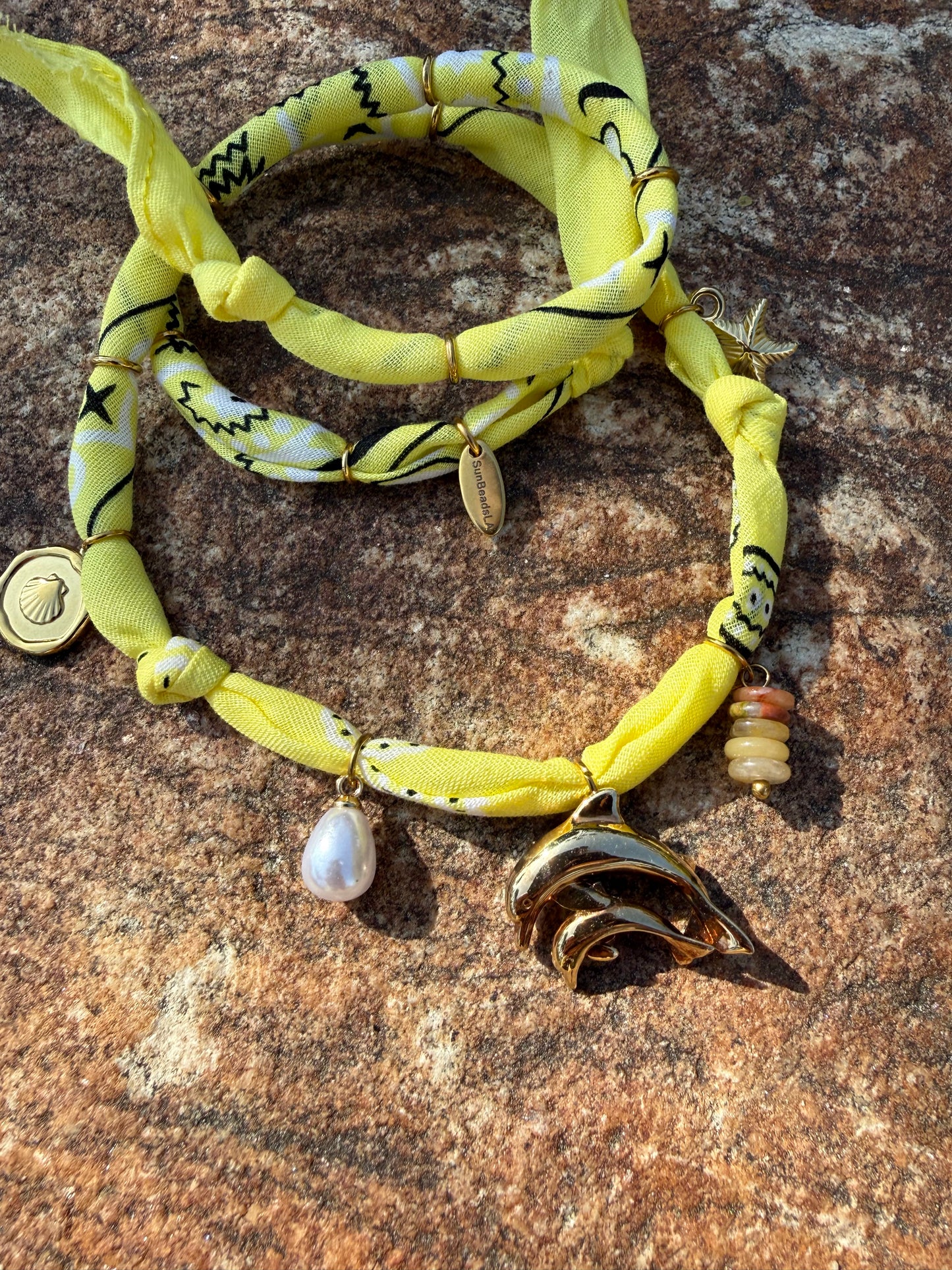 DAUPHINS D'OR // Yellow Handmade Bandana Necklace