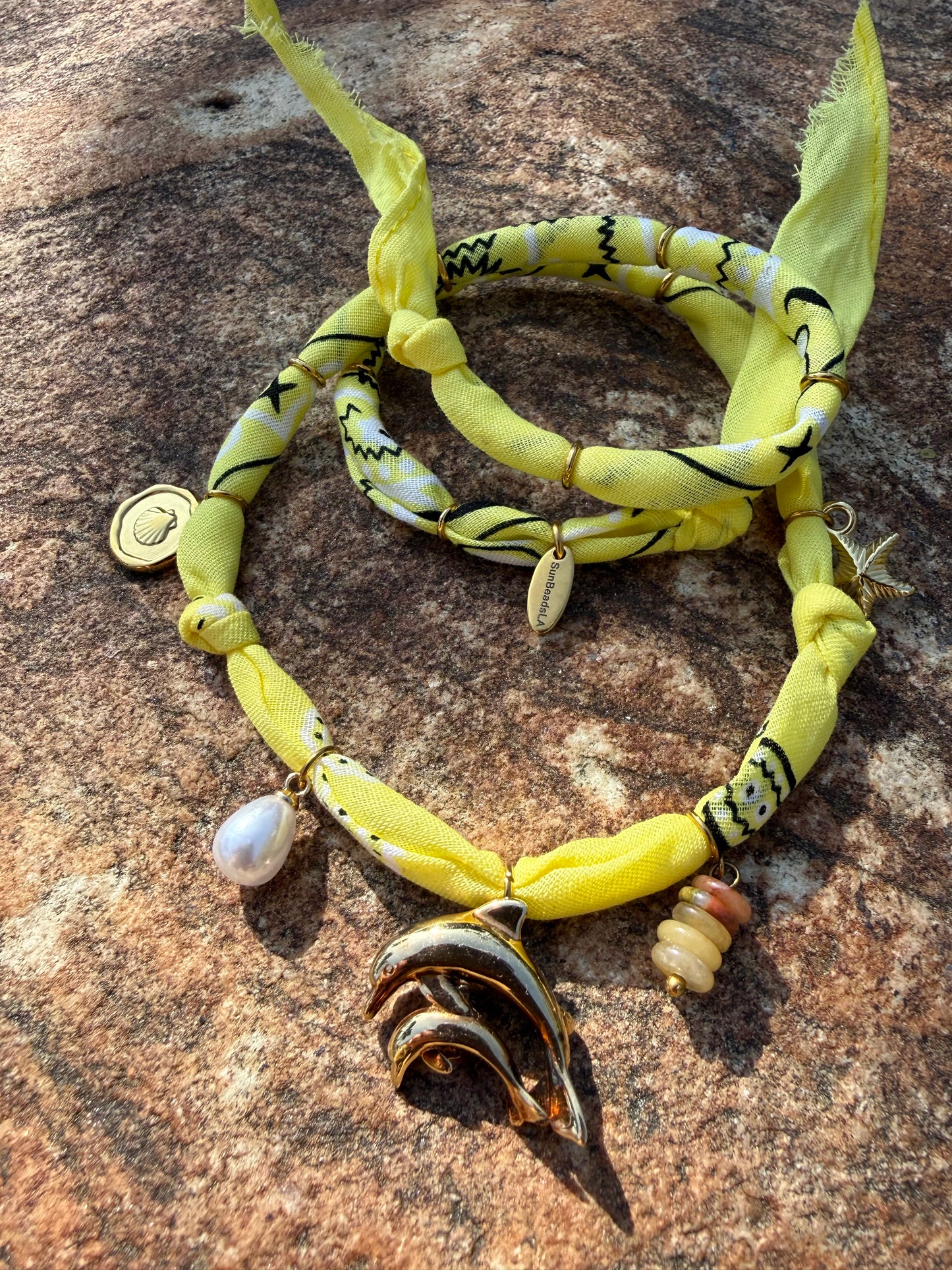 DAUPHINS D'OR // Yellow Handmade Bandana Necklace