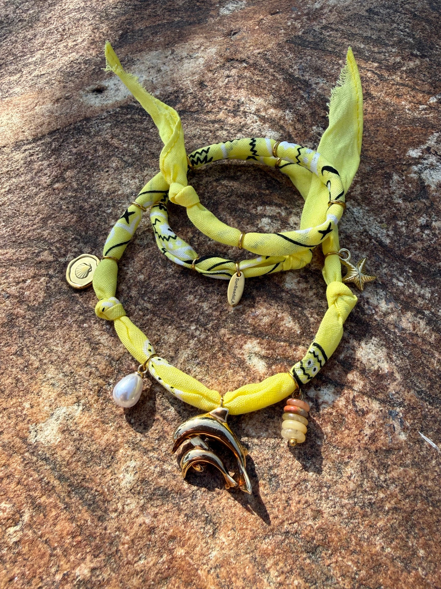 DAUPHINS D'OR // Yellow Handmade Bandana Necklace