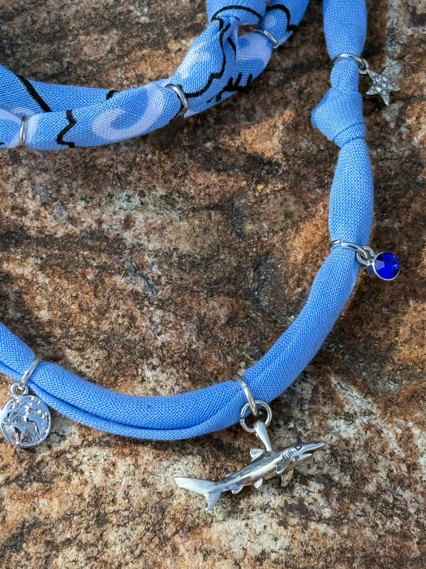 SILVER MAKO // Demin blue Handmade Bandana Necklace