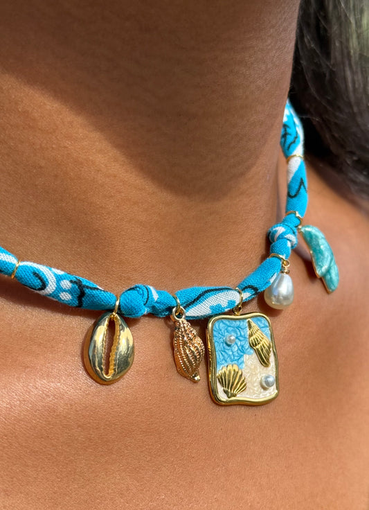 MARIN SCENE // Blue Handmade Bandana Necklace